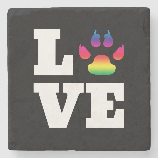 Rainbow paw stone coaster (Front)