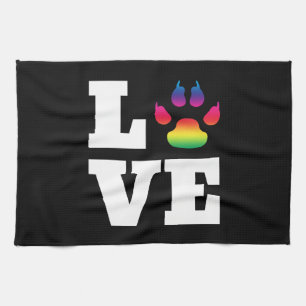 Rainbow paw tea towel