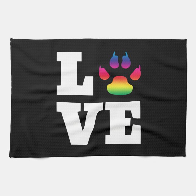 Rainbow paw tea towel (Horizontal)