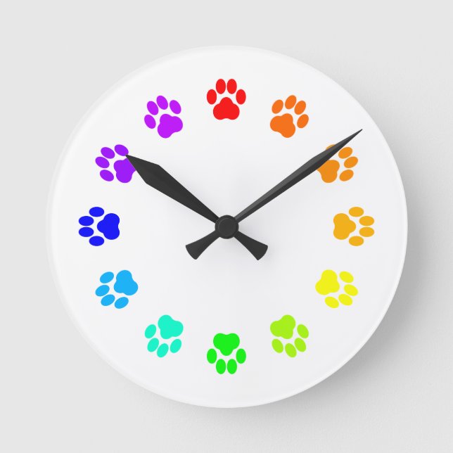 Rainbow Pawprint Clock (Front)