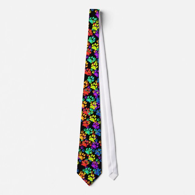 Rainbow Pawprints Tie (Front)