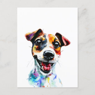 Rainbow Paws - Colourful Jack Russell Terrier Desi Postcard