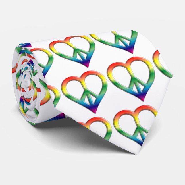 Rainbow Peace and Love Tie (Rolled)