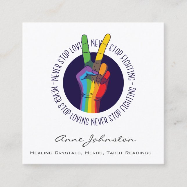 Rainbow Peace Hand Business Card (Front)