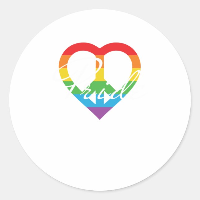 Rainbow Peace Heart Pride LGBT Classic Round Sticker (Front)