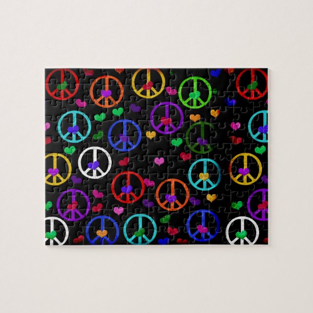Rainbow Peace Hearts Jigsaw Puzzle (Horizontal)