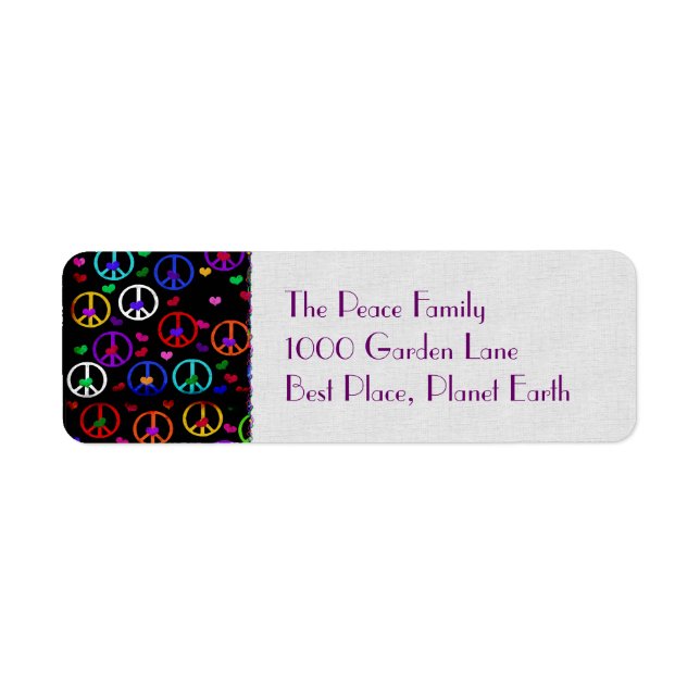 Rainbow Peace Hearts Return Address Label (Front)