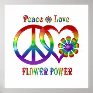 Rainbow Peace Love Flower Power Poster