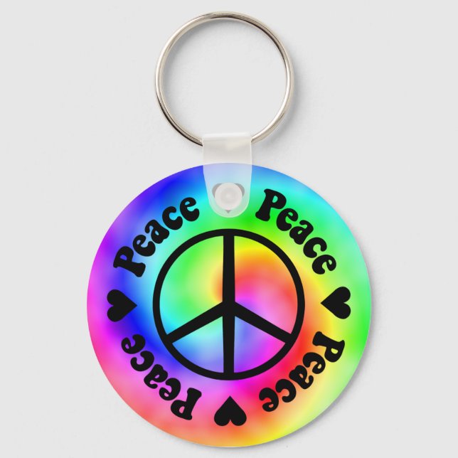 Rainbow Peace & Love Keychain (Front)