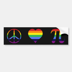 rainbow peace love pi bumper sticker