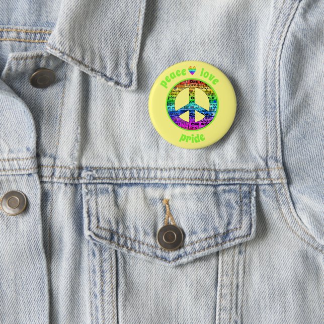 Rainbow Peace Love Pride Awareness 6 Cm Round Badge (In Situ)