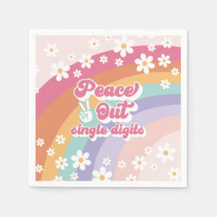 Rainbow Peace Out Single Digits 10th Birthday Napkin
