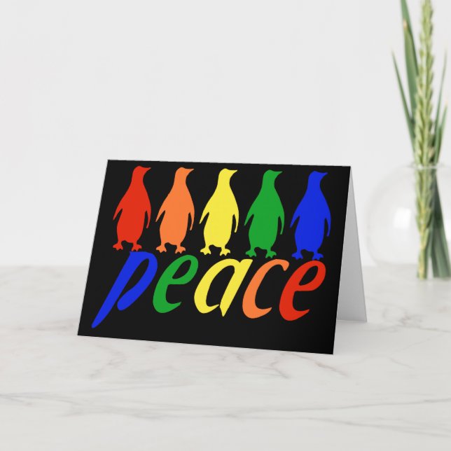 Rainbow Peace Penguins Card (Front)