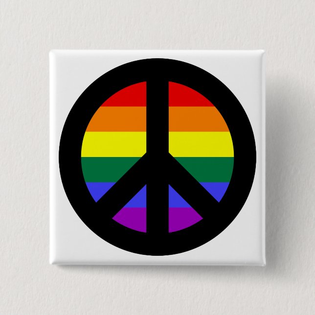 Rainbow Peace Sign 15 Cm Square Badge (Front)