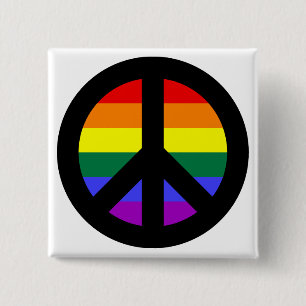 Rainbow Peace Sign 15 Cm Square Badge