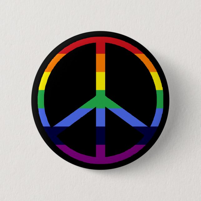 Rainbow Peace Sign 6 Cm Round Badge (Front)