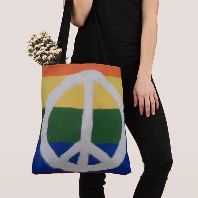 Rainbow Peace Sign Bag (Close Up)