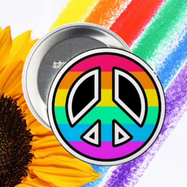 Rainbow Peace Sign Button (Creator Uploaded)