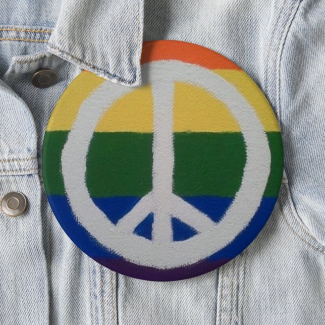 Rainbow Peace Sign Button (In Situ)