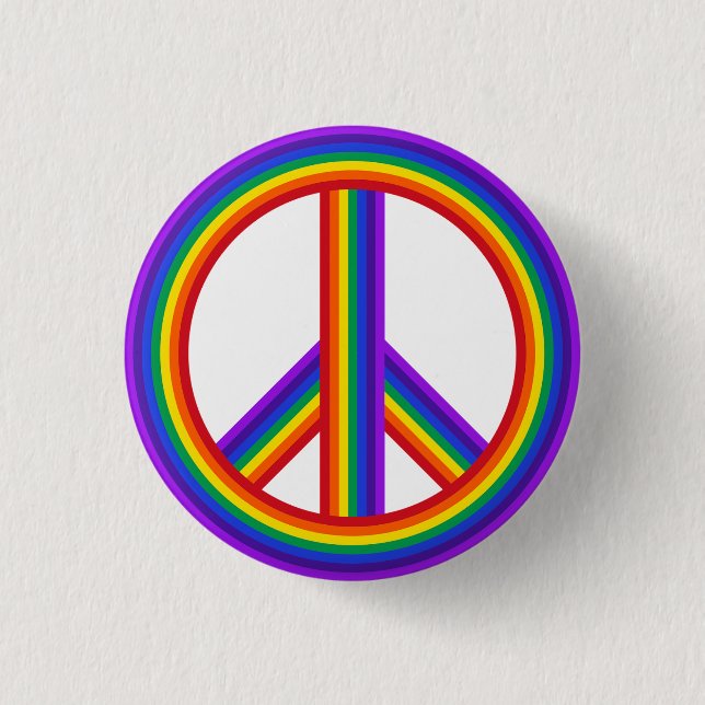 Rainbow Peace Sign Button (Front)