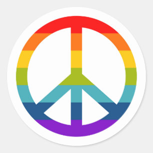 Rainbow Peace Sign Classic Round Sticker