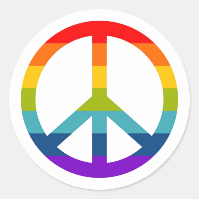 Rainbow Peace Sign Classic Round Sticker (Front)