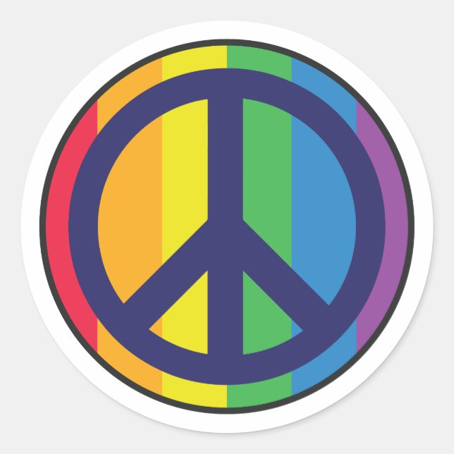 Rainbow Peace Sign Classic Round Sticker (Front)