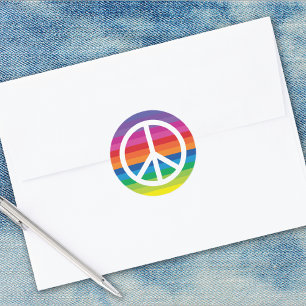 Rainbow Peace Sign Classic Round Sticker