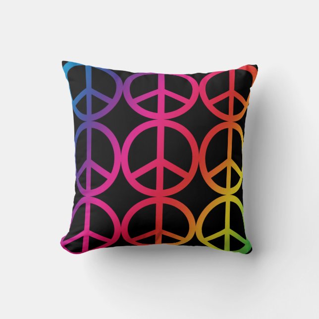 Rainbow Peace Sign Cushion (Front)