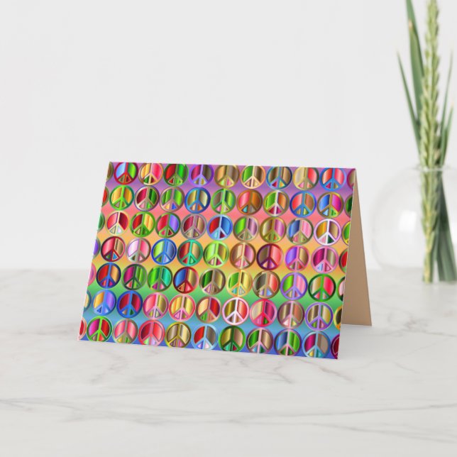 Rainbow peace sign greeting card (Front)