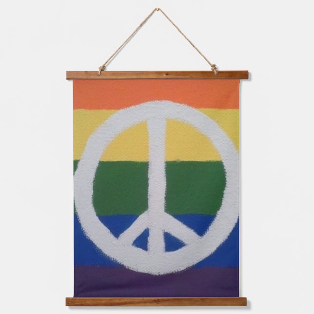 Rainbow Peace Sign  Hanging Tapestry (Front)
