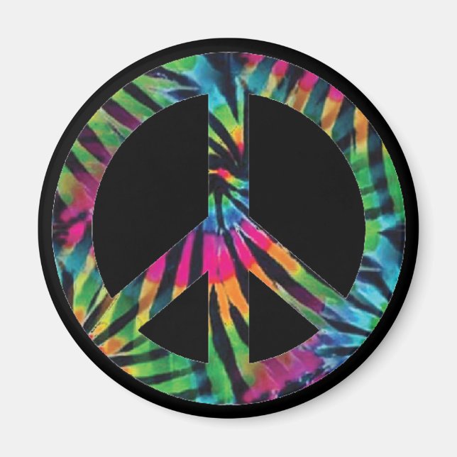 Rainbow Peace Sign Hippie Magnet (Front)