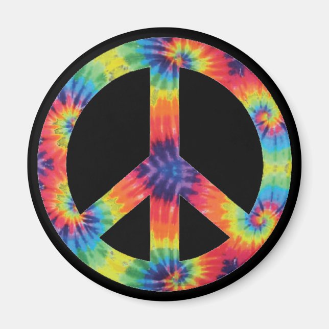 Rainbow Peace Sign Hippie Magnet (Front)