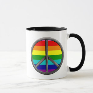Rainbow Peace Sign LGBTQ Pride Symbol Gift Mug
