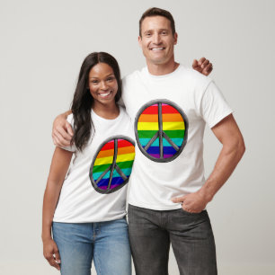 Rainbow Peace Sign LGBTQ Pride Symbol  T-Shirt