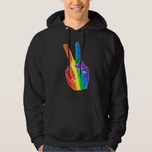 Rainbow Peace Sign Love Lesbian Gay LGBT Pride Hoodie