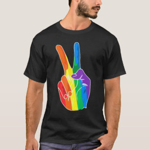 Rainbow Peace Sign Love Lesbian Gay LGBT Pride T-Shirt