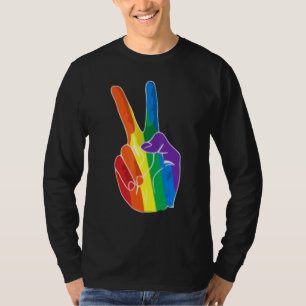 Rainbow Peace Sign Love Lesbian Gay LGBT Pride T-Shirt