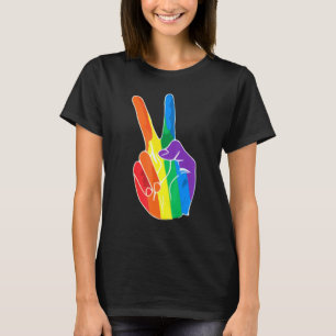 Rainbow Peace Sign Love Lesbian Gay LGBT Pride T-Shirt