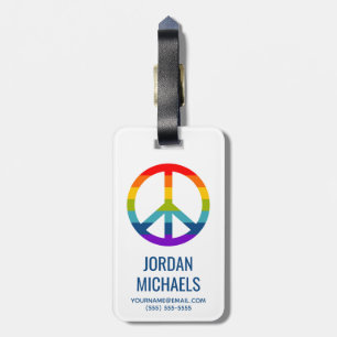 Rainbow Peace Sign Luggage Tag