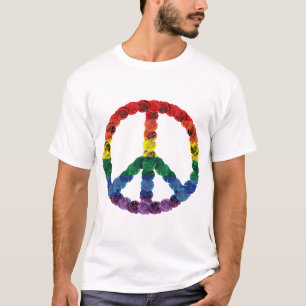 Rainbow Peace Sign made out of Roses T-Shirt
