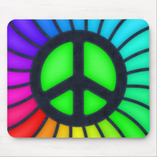 Rainbow Peace Sign Mouse Pad