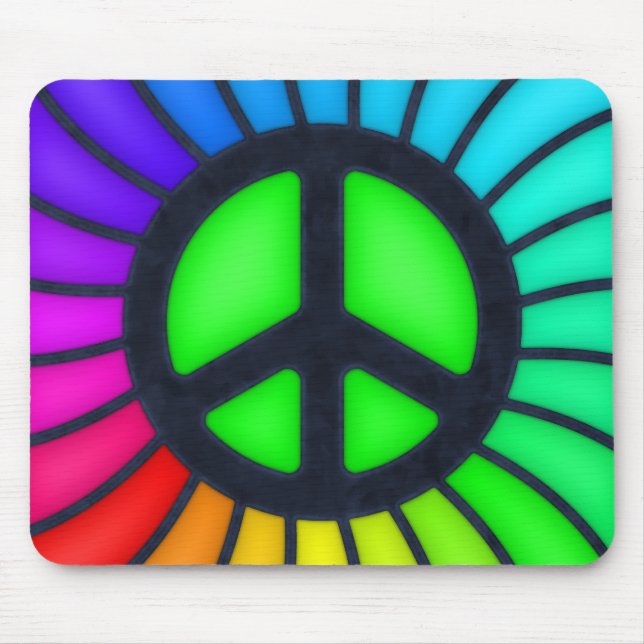 Rainbow Peace Sign Mouse Pad (Front)