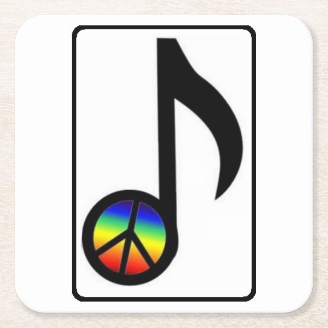 Rainbow Peace Sign Music Note Coasters (Front)