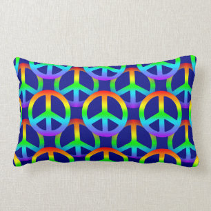 Rainbow Peace Sign Pattern Lumbar Cushion