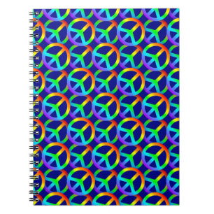 Rainbow Peace Sign Pattern Notebook