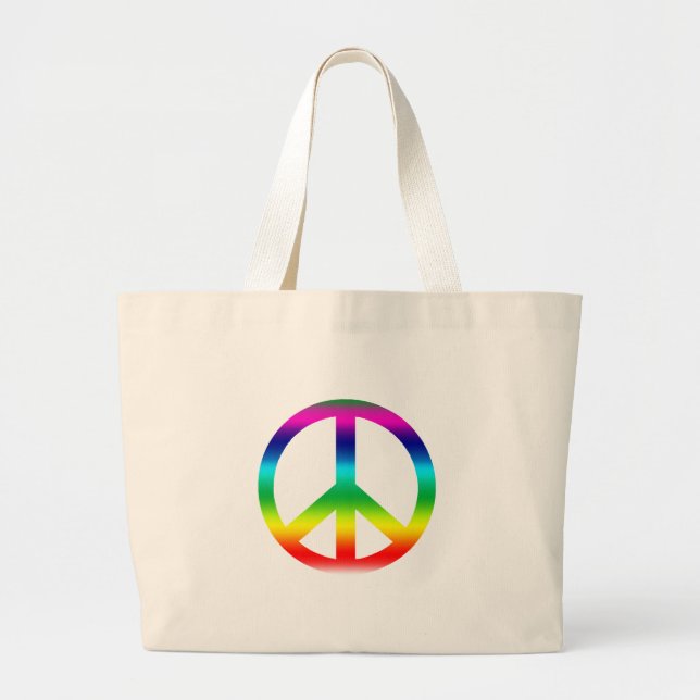 Rainbow Peace Sign Products Large Tote Bag (Front)