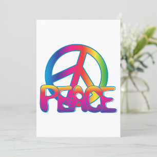 Rainbow Peace Sign Retro Hippie Invitation