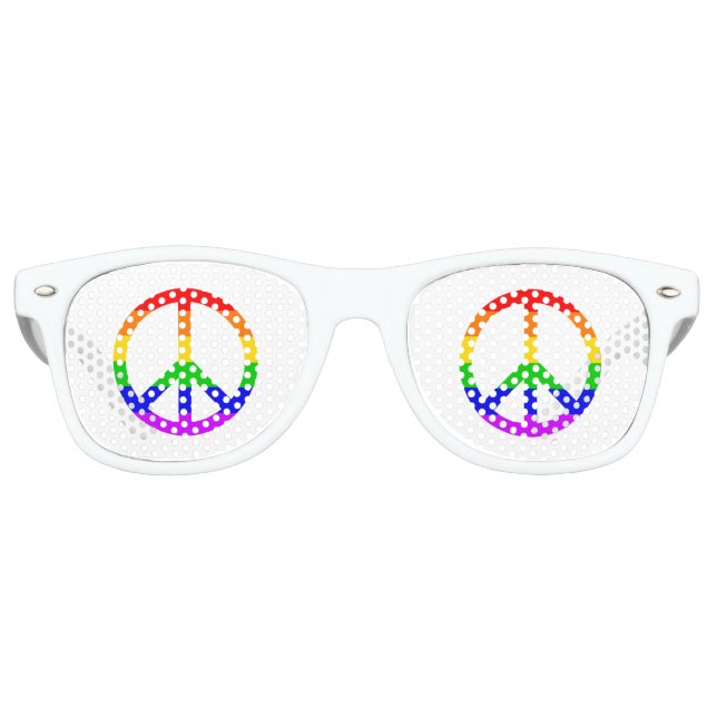 Rainbow Peace Sign Retro Sunglasses (Front)