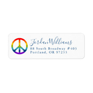 Rainbow Peace Sign Return Address Label
